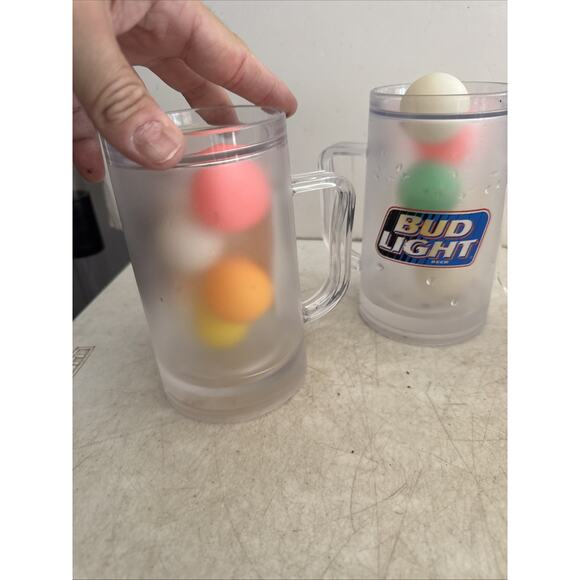 BUDWEISER Bud Light FROSTY FREEZER MUGS SET OF 3 CLEAR-VINTAGE-RARE - Picture 6 of 6